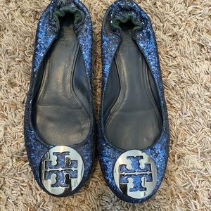 Blue sparkle Tory burtch flats